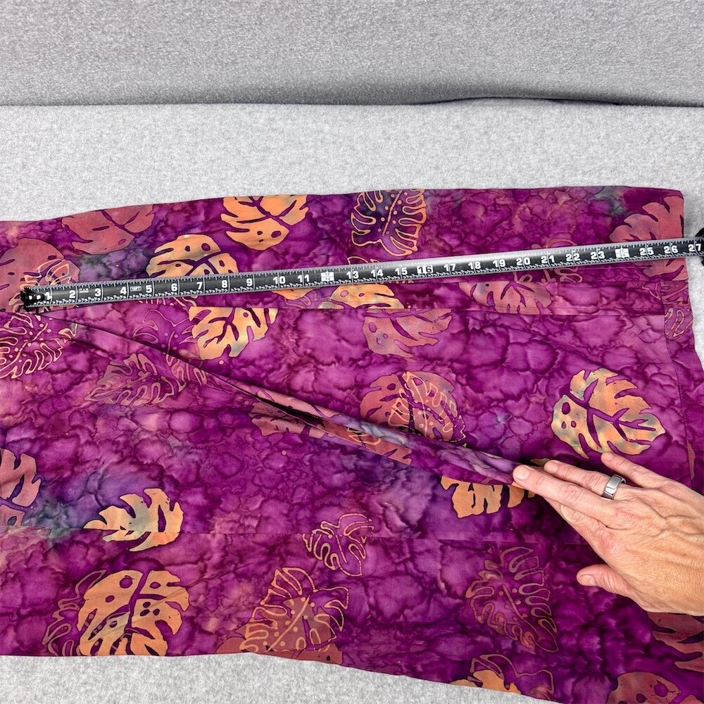 TropiCouture Womens Cotton Maxi Dress Size M Purple Batik Tropical Leaf One - Picture 10 of 11